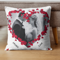 Heart photo personalized Square Pillow - Pink Back